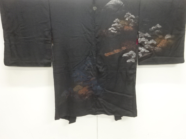 JAPANESE ANTIQUE HAORI / TAISHO ROMAN STYLE / URUSHI / WOVEN PINE